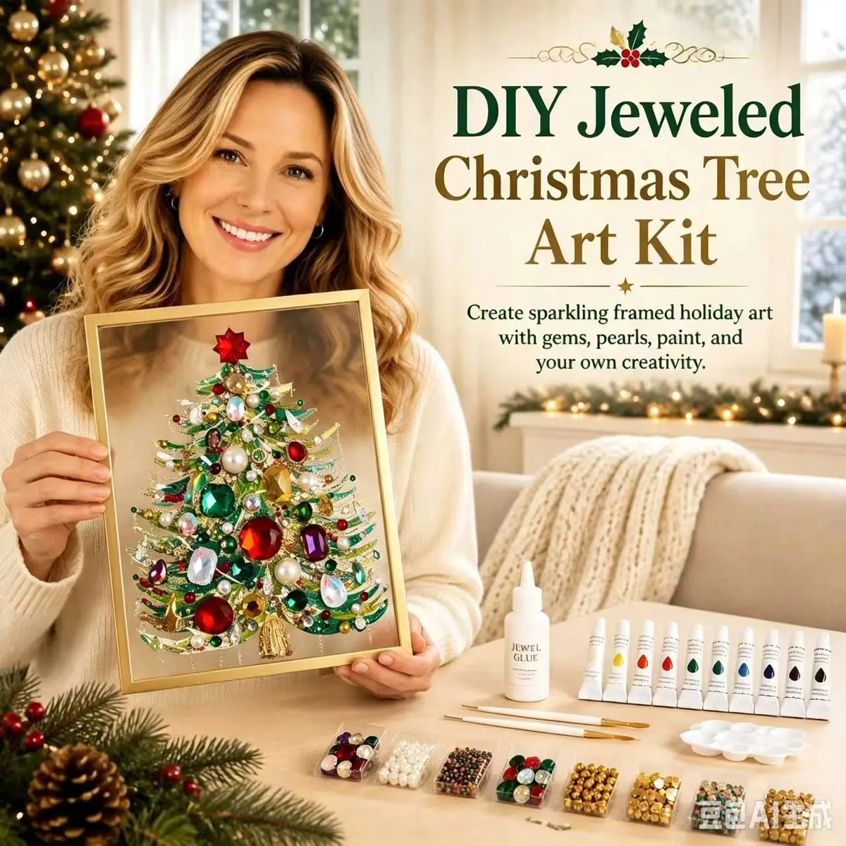 Jeweled Christmas Tree Art Kit, view 10