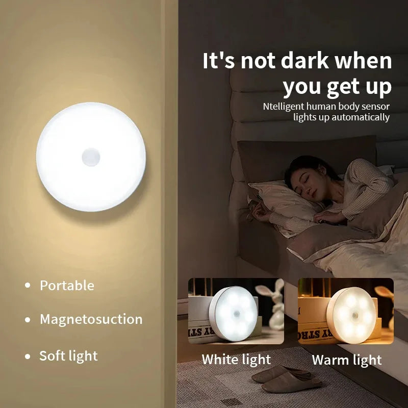 White and warm LED light options shown in bedside settings