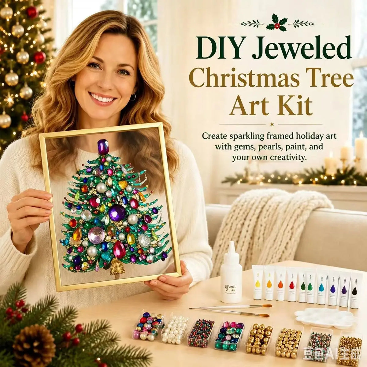 Jeweled Christmas Tree Art Kit, view 11