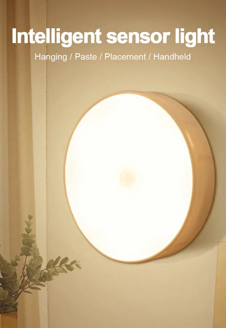 Warm LED night light mounted on a wall
