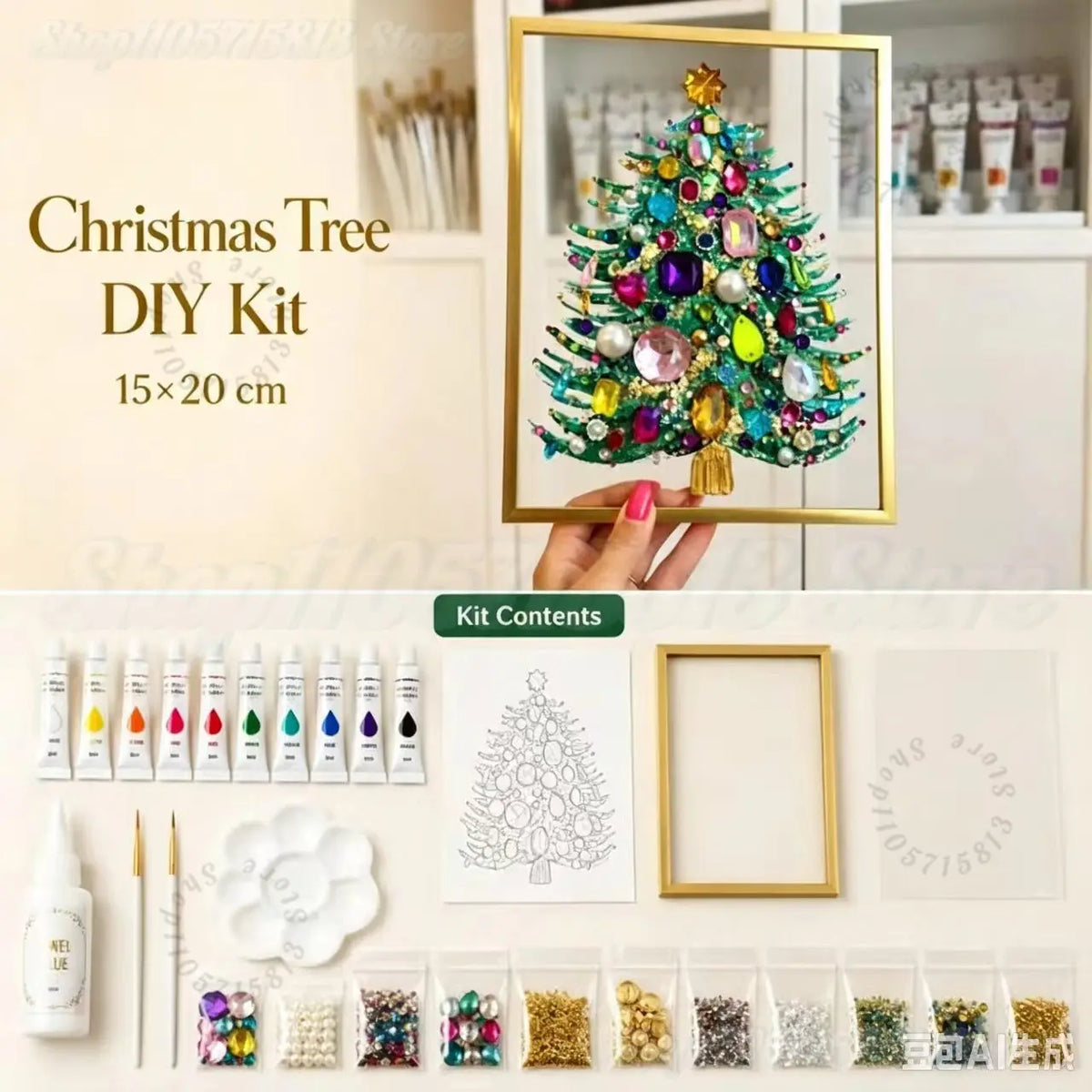 Jeweled Christmas Tree Art Kit, view 2