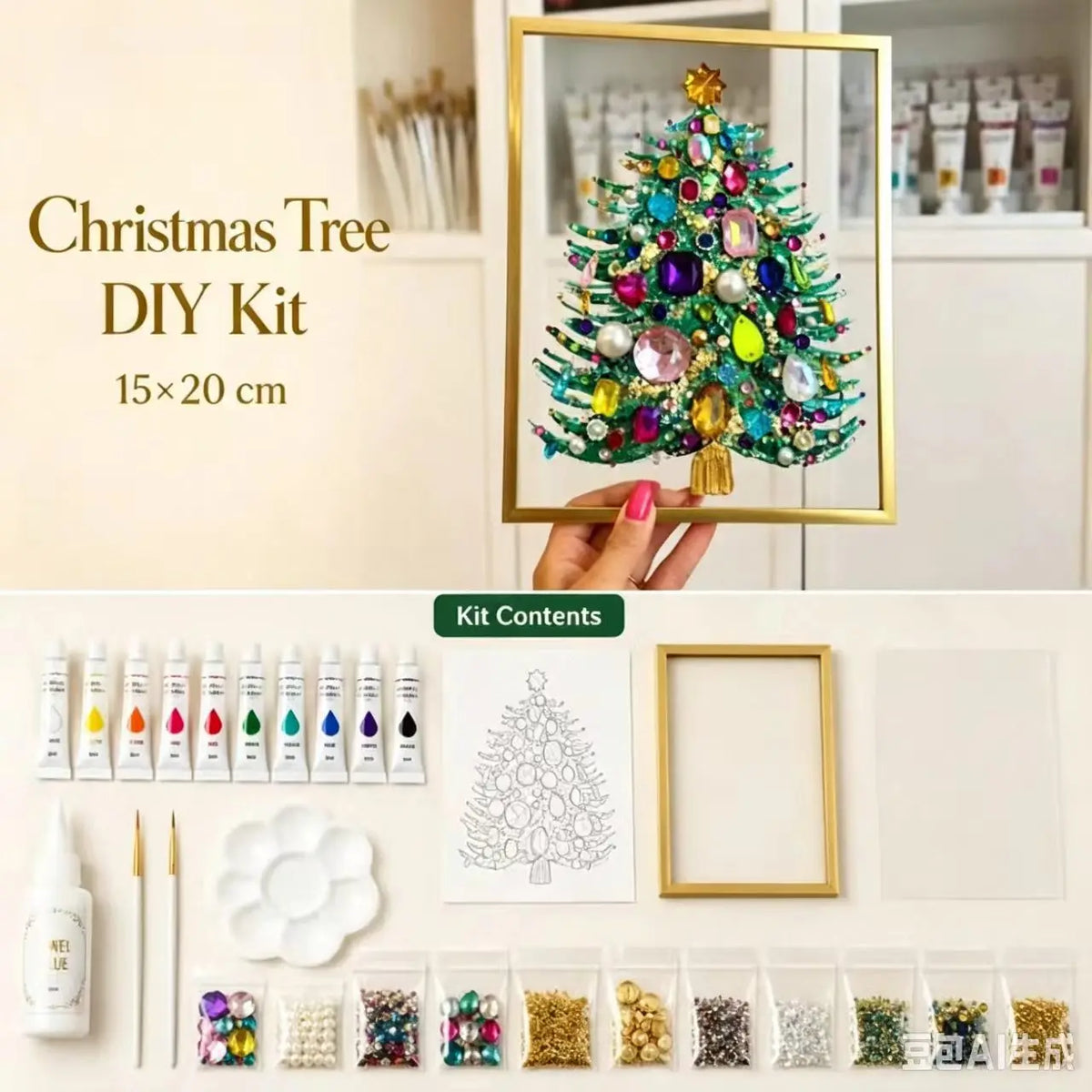 Jeweled Christmas Tree Art Kit, view 9