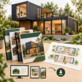 Illustration of a shipping container home and digital building guides
